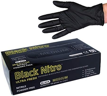 Black disposable nitrile gloves powder free