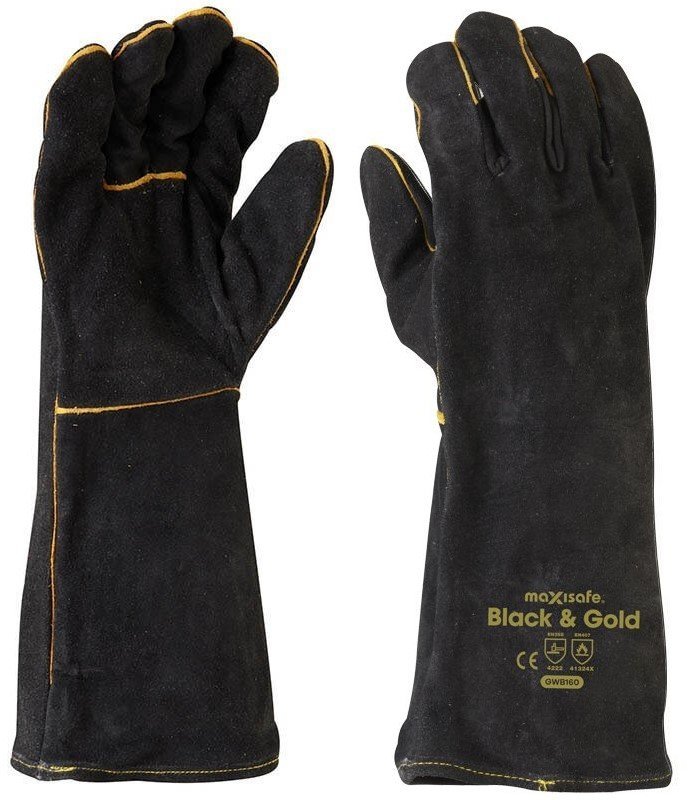 Black and Gold Welders Gauntlet welding glove