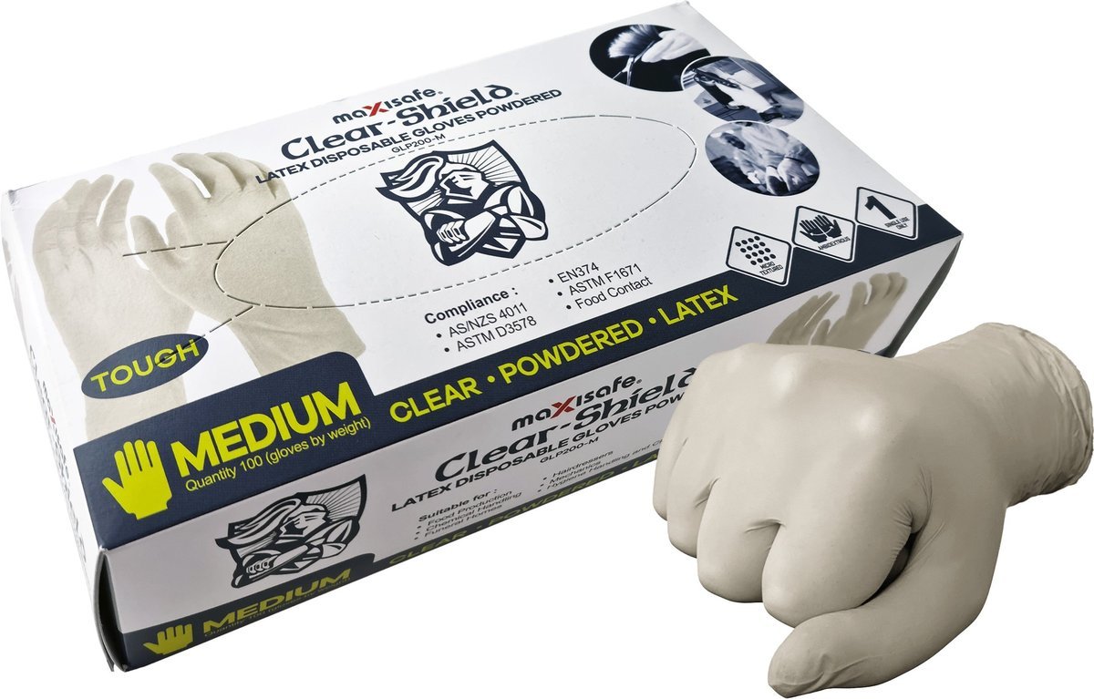 Latex disposable gloves powdered