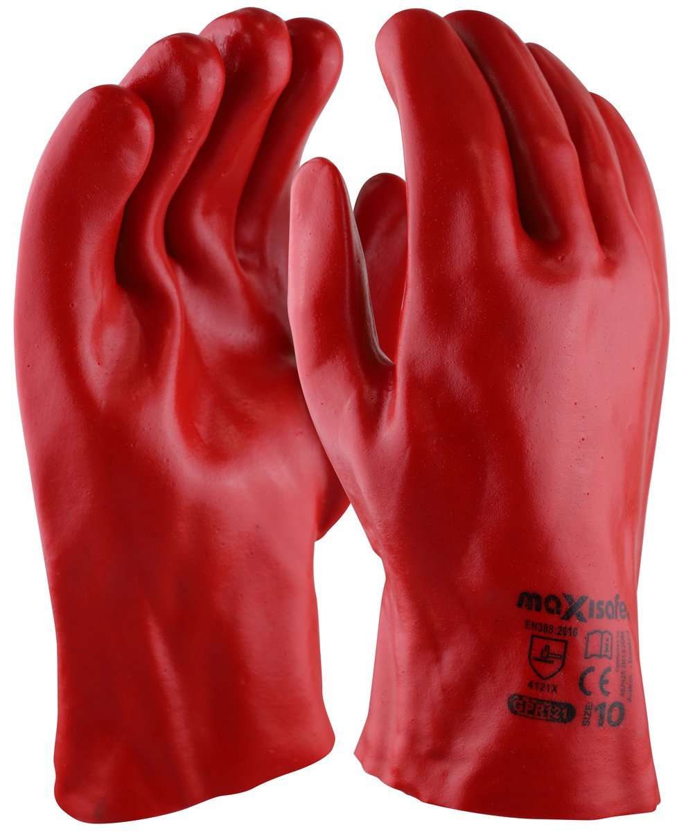 Red PVC Gauntlet 27cm chemical resistant glove